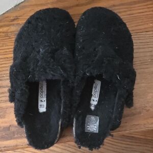 Papillio Plush Black Shearling Birkenstocks